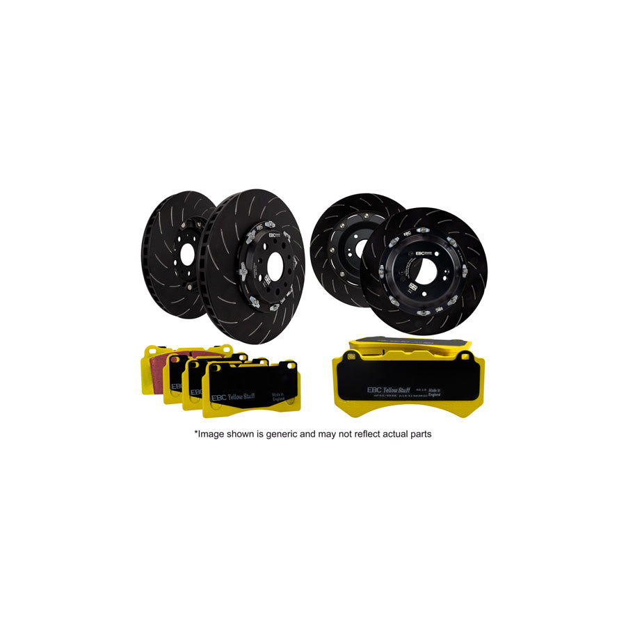 EBC P2DK045Y Porsche Full Vehicle Kit Yellowstuff Pads & 2-Piece Fully-Floating Discs - Brembo Caliper 1 | ML Performance UK Car Parts