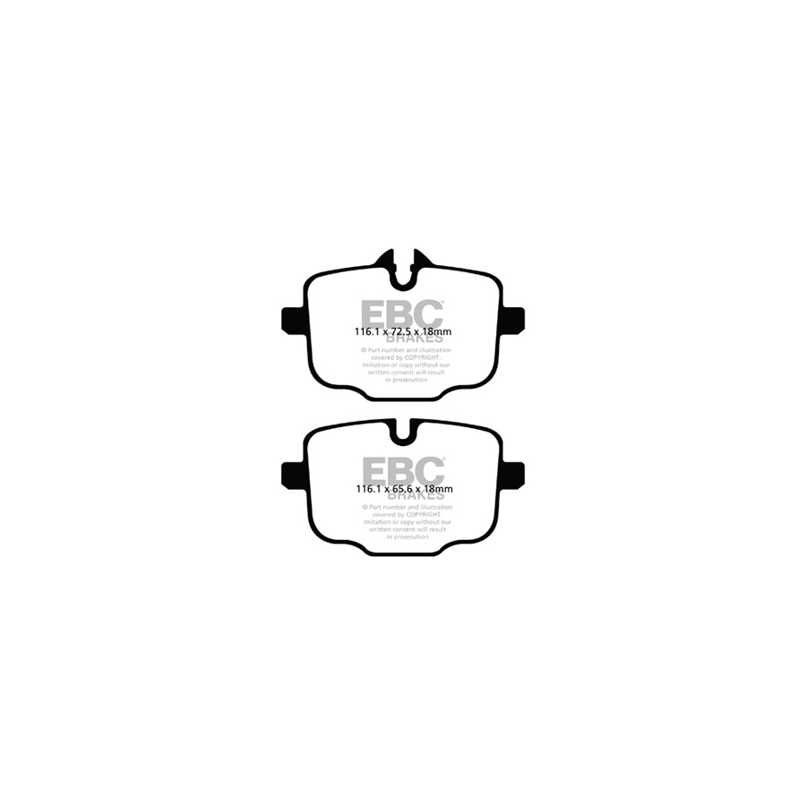 EBC PD01KR858 BMW Greenstuff Rear Brake Pad & Plain Disc Kit - TRW Caliper 2 | ML Performance UK Car Parts