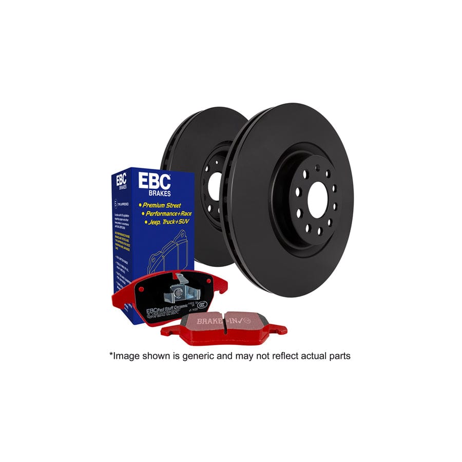 EBC PD02KF056 Audi Porsche Redstuff Front Brake Pad & Plain Disc Kit - Brembo Caliper (Inc. RS2 & 968) 1 | ML Performance UK Car Parts