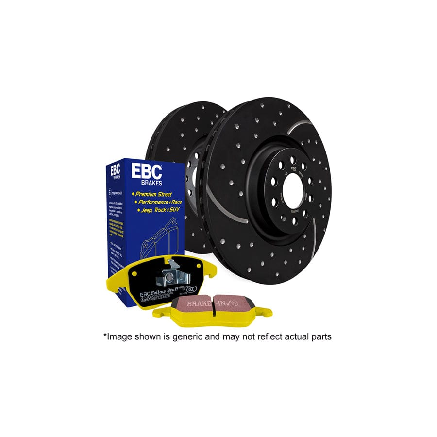 EBC PD13KF030 Aston Martin Daimler Jaguar Yellowstuff Front Brake Pad & GD Disc Kit - ATE/Girling/TRW Caliper 1 | ML Performance UK Car Parts