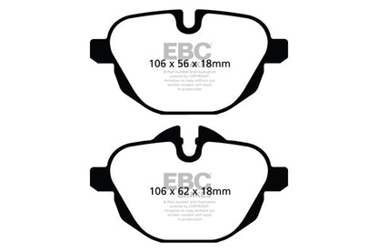 EBC BMW G01 G02 G11 G30 Yellowstuff 4000 Series Rear Sport Brake Pads & Premium OE Replacement Riveted Discs Kit - TRW Caliper (Inc. 725i, 540i, 640i & Z4 30i) | ML Performance UK