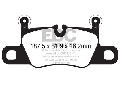 EBC Porsche 991 992 E3 Bluestuff NDX Trackday Brake Pads - Brembo Caliper (Inc. 911 Carrera 4 GTS, 911 Carrera 4, Carrera 4S & Cayenne) - ML Performance UK