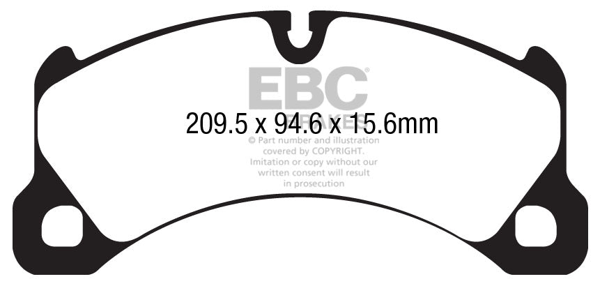 EBC Porsche E1 Cayenne Yellowstuff 4000 Series Front Sport Brake Pads & USR Slotted Discs Kit - Brembo Caliper | ML Performance UK