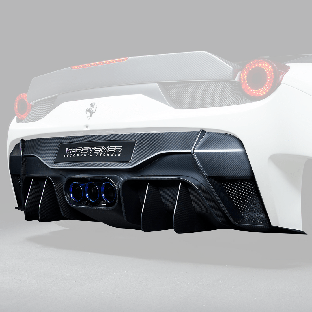 Vorsteiner FRV1140 Ferrari 458 Italia VX Aero Rear Bumper w/ Rear Diffuser (incl. Exhaust Tips) Supercar Parts UK