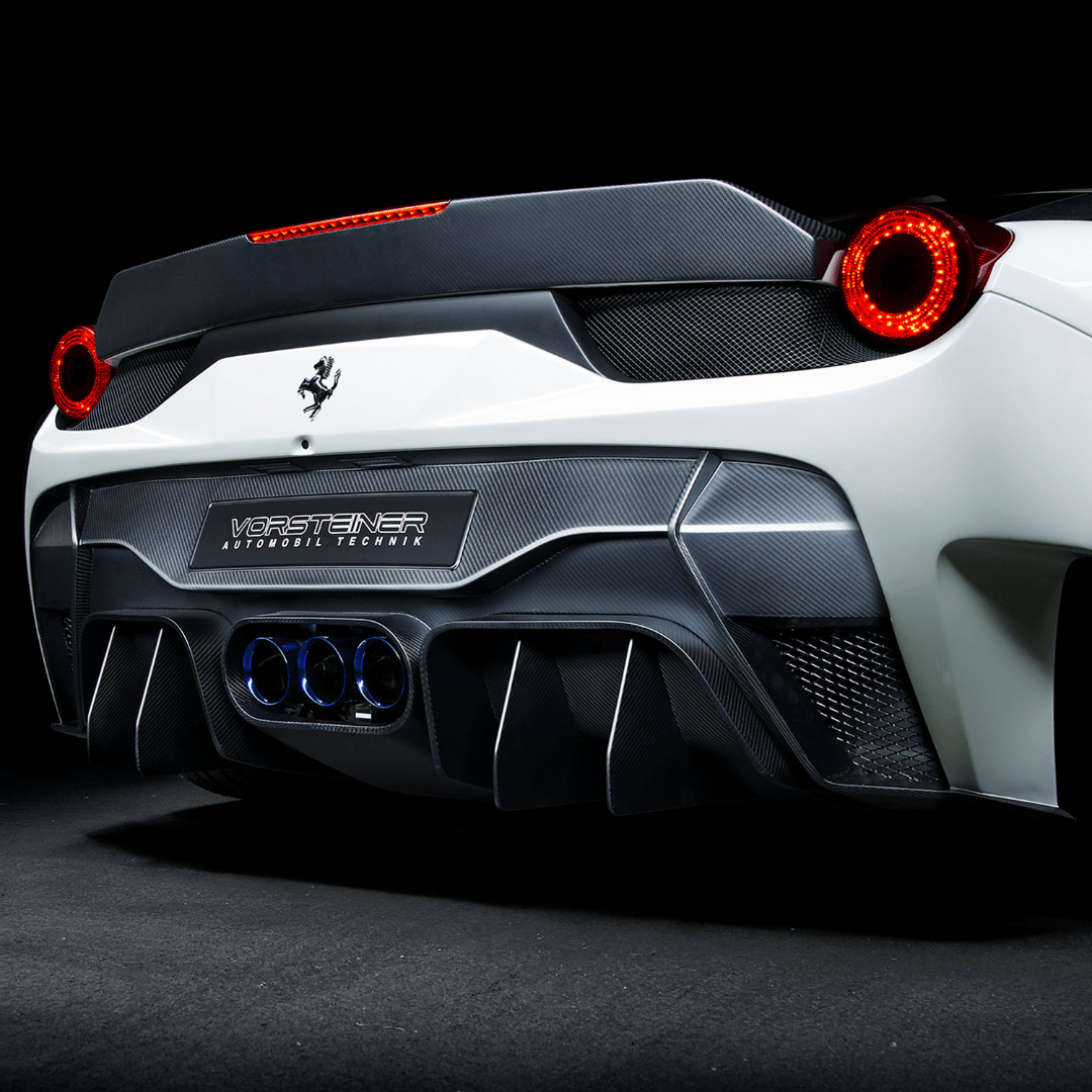 Vorsteiner FRV1140 Ferrari 458 Italia VX Aero Rear Bumper w/ Rear Diffuser (incl. Exhaust Tips) Supercar Parts UK