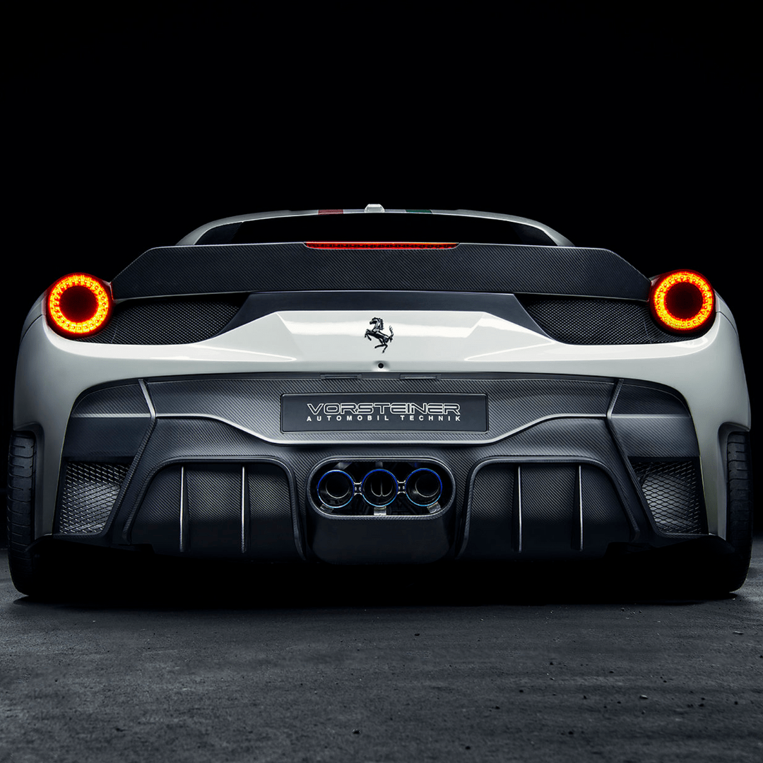 Vorsteiner FRV1140 Ferrari 458 Italia VX Aero Rear Bumper w/ Rear Diffuser (incl. Exhaust Tips) Supercar Parts UK