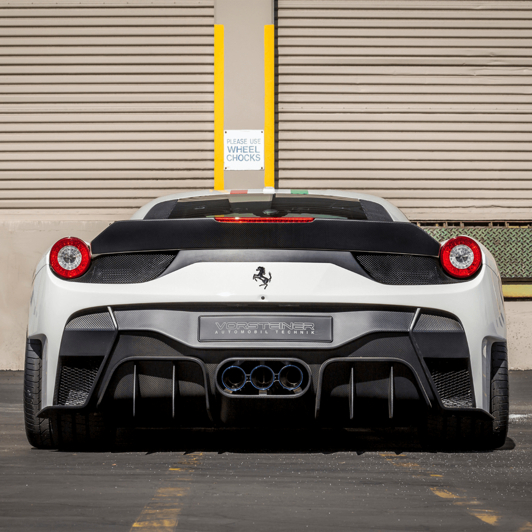 Vorsteiner FRV1140 Ferrari 458 Italia VX Aero Rear Bumper w/ Rear Diffuser (incl. Exhaust Tips) Supercar Parts UK