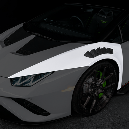 Vorsteiner 0940LOV Lamborghini Huracan Novara Edizione Aero Front Fenders w/Integrated Vents and Splash Shields (2x2 Gloss Carbon) Supercar Parts UK