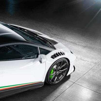 Vorsteiner 0940LOV Lamborghini Huracan Novara Edizione Aero Front Fenders w/Integrated Vents and Splash Shields (2x2 Gloss Carbon) Supercar Parts UK