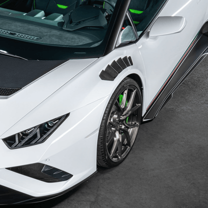 Vorsteiner 0940LOV Lamborghini Huracan Novara Edizione Aero Front Fenders w/Integrated Vents and Splash Shields (2x2 Gloss Carbon) Supercar Parts UK
