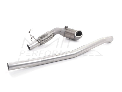 MillTek Volkswagen Stainless Steel Cast Downpipe with Race Cat - For OE Cat-Back (Inc. 8V S3 & MK7 Golf R) - Supercar Parts UK