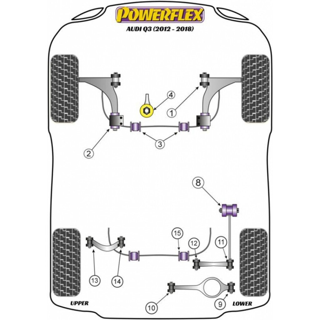 Powerflex Audi Seat Skoda Volkswagen Rear Upper Link Inner Bush (Inc. 8P RS3, 1Z Octavia, B6 Passat & MK5 Golf GTI) | Supercar Parts UK