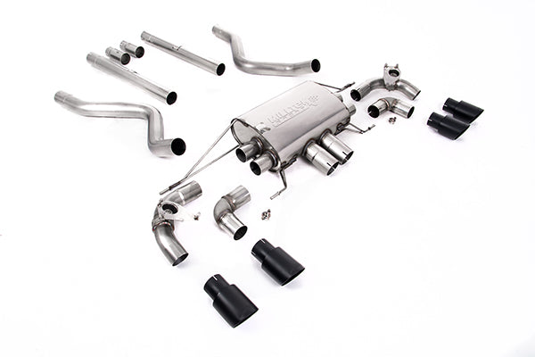 Milltek SSXLR174 Land Rover / Range Rover Cat-Back Valved System With Quad GT-90 Cerakote Black Trims - Non-Resonated (Loudest) (Inc. Defender)