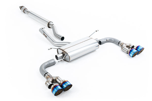 Milltek SSXTY165 Toyota Quad Outlet System For Trd Rear Diffuser - Resonated (Quieter) - Burnt/Blue Titanium Tips (Inc. GR86)